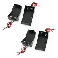 RuiLing 4pcs 9V Battery Holder Box with 2X Lead Wire Spring Clip DIY Plastic Cell Batteries Container