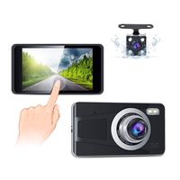 Dual Dash Cam 4" Touch Screen Full HD 1080P Car Driving Recorder with Backup Camera Night Vision 170° Wide Angle,G-Sensor,Loop Recording,Parking Monitor and Motion Detection Accfly
