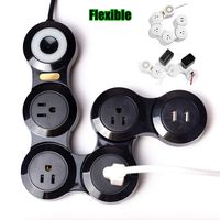 Flexible Surge Protector Pivot Power Strip 5 Outlet USB 2500W 10A ... (Black)