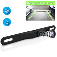 License Plate Rear View Camera - Built-in Distance Scale Lines Backup Parking/Reverse Assist Waterproof Adjustable Slim Bar Cam w/ 420 TVL Resolution & RCA Output Zinc Black Chrome - Pyle PLCM18BC