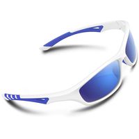 RIVBOS Polarized Sports Sunglasses Driving Glasses Shades for Men Women TR90 Unbreakable Frame for Cycling Baseball RB831 (RB842-White&Blue,Blue Iced Lens)