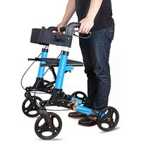 EGCLJ Lightweight 4 Wheel Rollator Walker with Safety Lockable Brakes Folding Transport Chair Aluminum Adjustable Height Walking Aid, 4 Auxiliary Rolling Walker