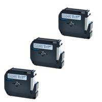 NineLeaf 3 Pack Standard Adhesive Labeller Replacement Compatible for Brother P-Touch PT-55S MK131 M-K131 12mm Label Maker Tape (Black on Clear)