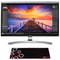 LG 27" 4K UHD IPS LED Monitor 3840 x 2160 16:9 (27UD88-W) with Deco Gear Large Extended Pro Gaming Mouse Pad Water Resistant Non-Slip (12" x 32")