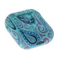 Fashion Soft Thicken Silicone Case Bright Oil Painting Pattern, Anti-Lost Protective Cover Skin Case for AirPods 1/2, Shock Absorbing Design&Charging Hole&Portable Key Chain Case, for Running (G)