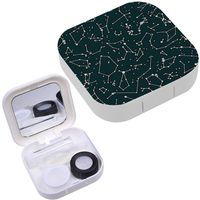 Portable Contact Lens Case Box Travel Kit Mirror + Bottle + Tweezers Container Holder [ Constellations On ]