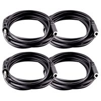 Seismic Audio 4 Pack of 12 Foot Headphone Extension Cables-1/4 Inch Male to TRS Female (SA-HPE12-4Pack)