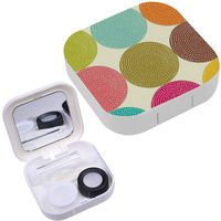 Portable Contact Lens Case Box Travel Kit Mirror + Bottle + Tweezers Container Holder [ Bright Circles ]