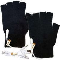 Lsgoodcare Black USB Fingerless Heating Knitting Wool Hands Warm Gloves, Winter USB Powered Heated Glove for Women Girls, Men Boy USB Glove Hand Warmers Great for Christmas