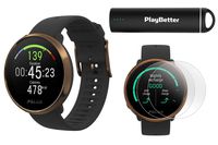 Polar Ignite Fitness GPS Watch Power Bundle (Black-Copper, M/L) | with PlayBetter HD Screen Protectors & Portable Charger | Polar Precision Heart Rate, Integrated GPS & Sleep Plus Tracking