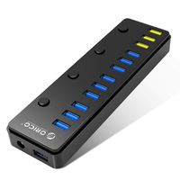 ORICO USB 3.0 Hub 12 Port with 3 BC1.2 Charging Port, 60W (12V/5A) Power Adapter for MacBook, Mac Pro/Mini, iMac, XPS, Surface Pro, Laptop, iPhone, Galaxy Series, HDD Hard Drive, and More