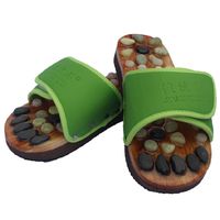 Healthcare Natural Cobblestone Foot Massage pebble massage slippers plantar acupuncture points Shoes , green , 45