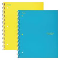 Five Star Spiral Notebooks, 5 Subject, Wide Ruled Paper, 200 Sheets, 10-1/2" x 8", Yellow, Teal, 2 Pack (38432)
