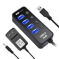LYFNLOVE 4 Port USB 3.0 Hub with Power Adapter and Charging Port,USB Hub Built-in Individual Switches for Computer, PC, Laptop and More