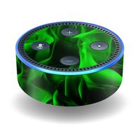 MightySkins Skin Compatible with Amazon Echo Dot (2nd Gen) - Green Flames | Protective, Durable, and Unique Vinyl Decal wrap Cover | Easy to Apply, Remove, and Change Styles | Made in The USA