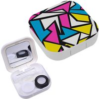 Portable Contact Lens Case Box Travel Kit Mirror + Bottle + Tweezers Container Holder [ Shapes ]