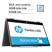 2019 Premium Flagship HP Pavilion x360 14 Inch HD 2-in-1 Laptop Computer (Intel Core i3-8130U, 2.2GHz up to 3.4GHz, 16GB RAM, 512GB SSD, HDMI, WiFi, Bluetooth, B&O Audio, NO DVD, Windows 10)