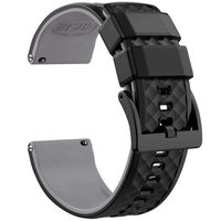 Ritche Silicone Watch Bands 18mm 20mm 22mm Quick Release Rubber Watch Bands for Men Women (Black/Gray/Black, 18MM)
