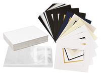 Golden State Art, Pack of 25 Complete Set, Mix Colors 8x10 Double Mat for 5x7 Photo Pictures with White Core Bevel Cut Mattes. Includes 25 Acid Free Double Mats & 25 Backing Board & 25 Clear Bags