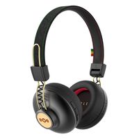 House of Marley, Positive Vibration 2 Wireless Headphones Noise Isolating, In-Line 1-Button Mic on Cable, Removable Tangle-Free Cable, Long Battery Life, Foldable On-Ear Design Rasta