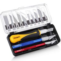REXBETI 16 Piece Precision Hobby Craft Knife Set, with 10 Piece Refill SK5 Blades, Suitable for Art Modeling, Scrapbooking and Sculpture