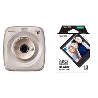 Fujifilm Instax Square SQ20 Instant Film Camera - Beige &  Instax Square Black Film - 10 Exposures