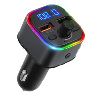 (Upgraded Version) V5.0 Bluetooth FM Transmitter for Car, 6 Color RGB LED Backlit Bluetooth Car Radio Adapter, Dual USB Ports QC3.0 Charging, Support USB Flash Drive, SD Card, Handsfree Car Kit