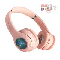 Kids Bluetooth Headphones, Girls LED Light Up Wireless Headset,85 dB Volume Limiting Foldable Headphones,Built-in Mic,Support FM Radio/Micro SD/TF,for iPhone/Tablet/iPad/Kindle/Laptop/TV(Pink)