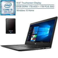 2020 Dell Inspiron 15.6" Touchscreen Laptop Computer/ 8th Gen Intel Quad-Core i5-8265U up to 3.9GHz/ 32GB DDR4 RAM/ 1TB HDD + 1TB PCIE SSD/ 802.11AC WiFi/ Windows 10 + EST 500GB External Hard Drive