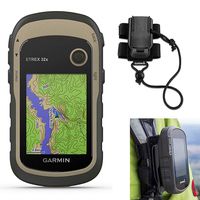 Garmin eTrex 32x Hiking GPS Bundle | with Backpack Tether Mount | GPS/GLONASS Handheld, TopoActive Maps & Barometric Altimeter