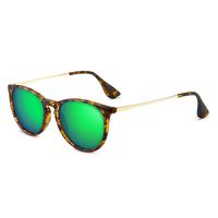 SUNGAIT Vintage Round Sunglasses for Women Classic Retro Designer Style (Amber Frame(Matte Finish)/Green Lens)