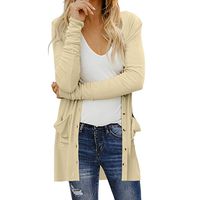  Spring Color  Women's Casual Cardigans Draped Long Sleeve Open Front Cardigan Button Lightweight Coat with Pockets Beige