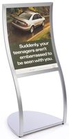 Displays2go 24.5 x 53 x 22.5 Inches, Silver Satin Finish"S" Shaped Poster Frame, Top-Loading, Single-Sided, with Non-Glare Lens (CMP2228S)