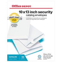 Office Depot Clean Seal(TM) Catalog Envelopes, 10in. x 13in, White with Security Tint, Pack of 100, 77929