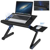 SLYPNOS Adjustable Laptop Stand Folding Portable Standing Desk Ventilated Aluminum Laptop Riser with Front Lip and Detachable Mouse Tray for Desk Bed Couch Floor