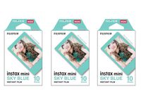 Fujifilm Instax Mini Instant Sky Blue Film, 30 Sheets, 3 Value Set