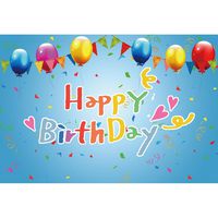 Leyiyi 5x4ft Sweet Cartoon Happy Birthday Backdrops Colorful Balloons Flags Flying Ribbons Noble Ornament Confetti Background Photo Booth Party Decorations Cake Table Banner