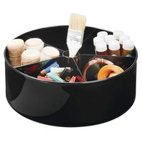 mDesign Deep Plastic Lazy Susan Turntable Storage Tray Bin - Divided Spinning Organizer for Craft, Sewing, Art, School Supplies in Home, Office, Classroom, Playroom, Studio - 5 Sections - Black
