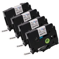 Fimax 4 Packs Compatible for Brother P-Touch TZe-S231 TZS231 TZeS231 1/2'' Extra Strength Laminated Label Tapes Black on White 0.47 Inche 26.2ft (12mm/8m)[Upgrade TZe-231]