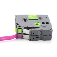 Tze MQG35 MQP35 Tape 12mm 0.47 Inch Laminated Compatible for Brother P-Touch PTD210 PTH110 Label Maker Tape, White on Lime Green or Berry Pink, 26.2 Feet 8M，2-Pack