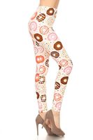 R994-PLUS Donut Affair Print Fashion Leggings, Plus Size