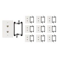 Buyer's Point 2 Port Cat6 Wall Plate, Female-Female White with Single Gang Low Voltage Mounting Bracket Device (10, 2 Port)