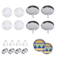 KeyZone 40 Pcs Stainless Steel Stud Earring Cabochon Setting Post Cup Fit for 8mm,40 Pcs Glass Cabochons,80 Pcs Earring Backs (Fit 8 mm Cabochons)