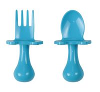 Babyware by eZtotZ Made in USA First Self Feeding Spoon Fork Utensil Set for Baby Led Weaning and Toddlers BPA Free (Blue)