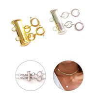 Layered Necklace Spacer Clasp, 2 Strands Necklaces Slide Magnetic Tube Lock with Lobster Clasps, Jewelry Clasps Connectors for Layered, Bracelet, Jewelry, Crafts, Necklace, 2 Pack Gold and Sliver