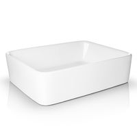 Miligore 19" x 15" Rectangular White Ceramic Vessel Sink - Modern Above Counter Bathroom Vanity Bowl