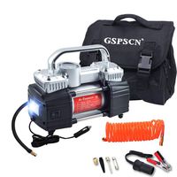GSPSCN Silver Dual Cylinder 12V Air Compressor Pump for Car, Heavy Duty Portable Tire Inflator 150PSI with LED Work Lights for Auto,Truck,SUV, Balls etc