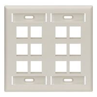Leviton 42080-12T Quickport Wallplate with ID Window, Dual Gang, 12-Port, Light Almond