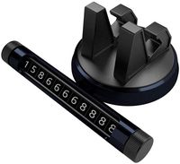 2019 New Luminous Temporary Stop Sign Rotate Hidden Moving Car Mobile Phone Number Plate Universal Car Phone Holder 360° Rotation Parking Number Plate Car Decoration Accessories (Black)