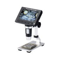 Jiusion 4.3inch Screen Full Color LCD Digital USB Microscope with 10X - 500X Magnification Zoom Camera 1920X1080P Video Recording/Saving, PCB Coins Magnify for Windows Mac